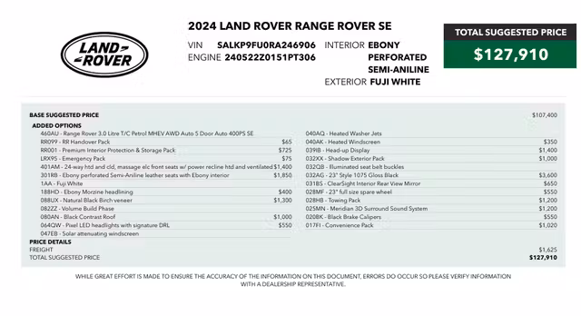 2024 Land Rover Range Rover SE